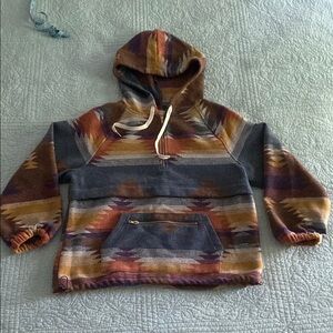 Main Strip Brown and Orange Hooded Sweatshirt Southwestern Pattern
